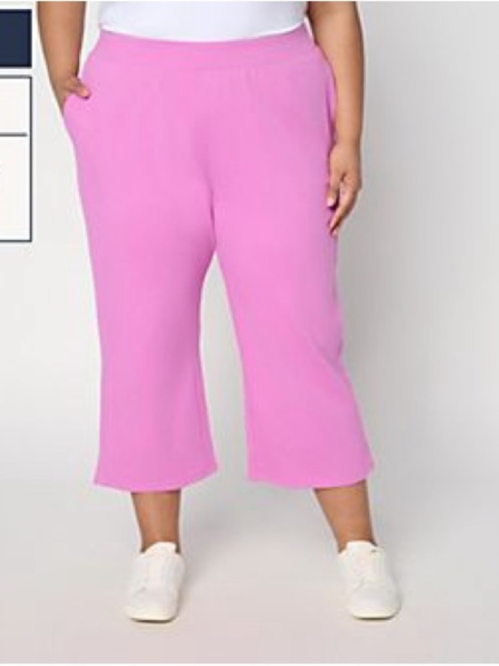 AnyBody Pants - AnyBody Pink Orchid Cropped Wide-Leg Pull-On Pants